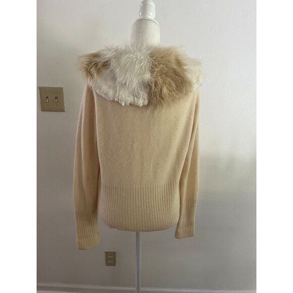 EUC VINTAGE Karen Kane Lambswool Angora Blend Fur Collar Cardigan Sweater - Picture 3 of 6